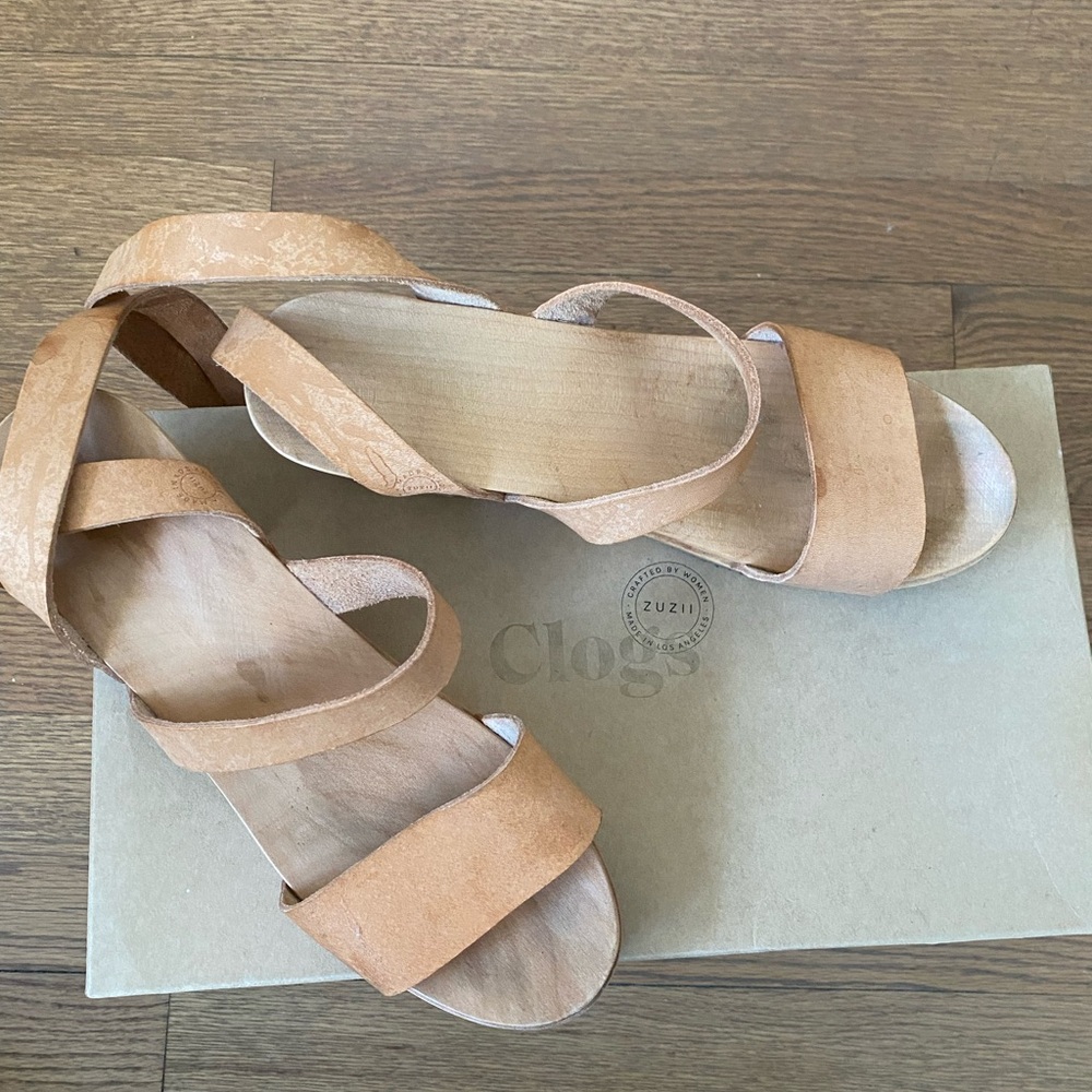 Handmade Heeled Clog Sandals in Size 40